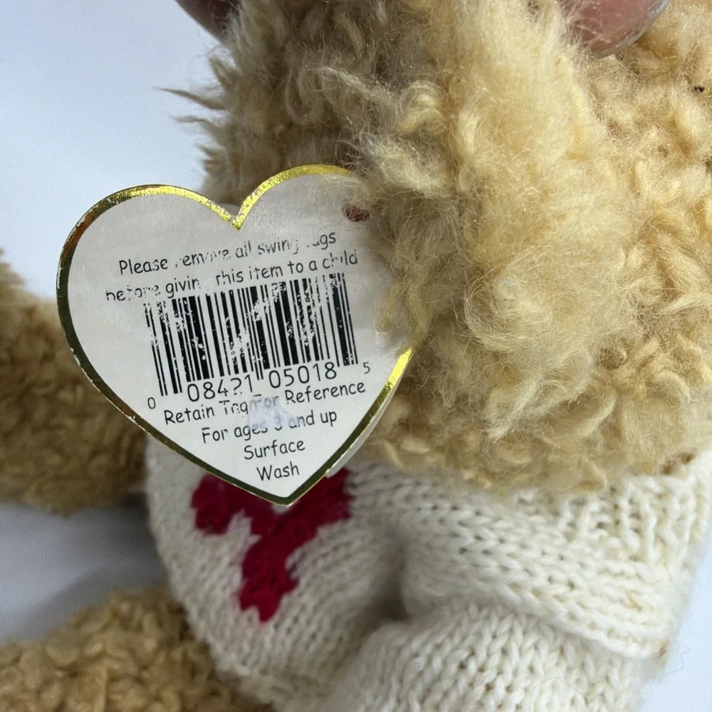 1992 Ty Beanie Baby Tan Bear w/ USA‎ Sweater Red White Patriotic 8